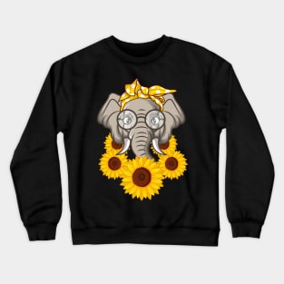 Elephant With Sunflower Gift Crewneck Sweatshirt